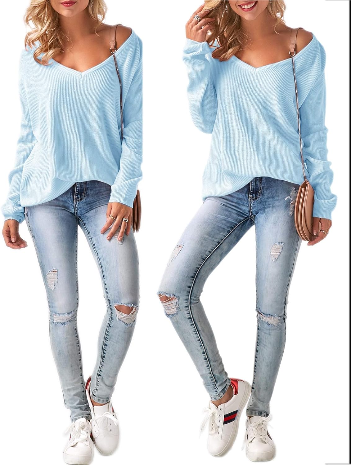 * Pullover voor vrouwen, off-shoulder, lange mouwen, voor lente/zomer