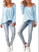 * Pullover voor vrouwen, off-shoulder, lange mouwen, voor lente/zomer